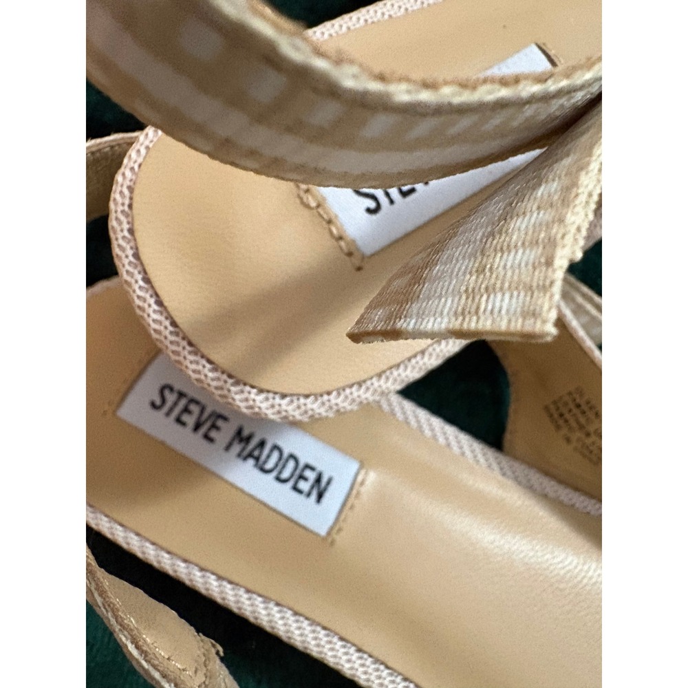 Steve Madden Olsen Slingback Flats Beige Mesh Gingham Bow Pointed Toe 8M - Picture 5 of 8